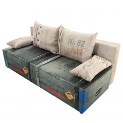 Mooved Schlafsofa Gabun - Flachgewebe - Grauweiß - Keine Unterfederung