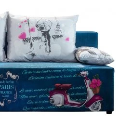 Mooved Schlafsofa Gabun - Flachgewebe - Blau / Weiß - Keine Unterfederung -Wohnzimmermöbel boutique en ligne 1000296953 211018 10253002500 DETAILS P000000001000296953