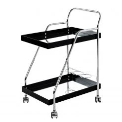 Loftscape Servierwagen Altamura - Glas / Metall - Schwarz / Chrom