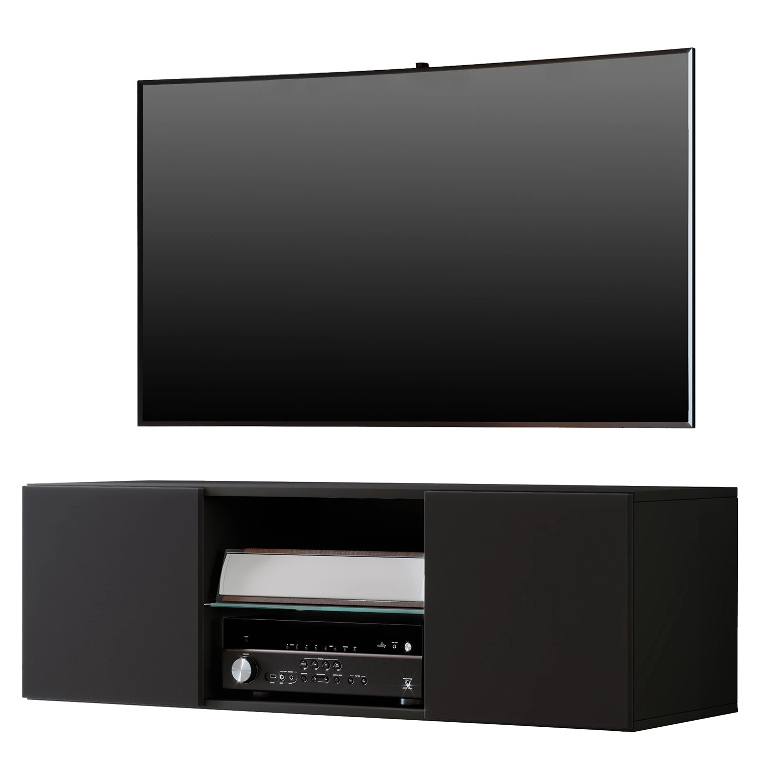 VCM TV-Lowboard Jusa - Schwarz - Breite: 115 cm 1 VCM TV-Lowboard Jusa - Schwarz - Breite: 115 cm