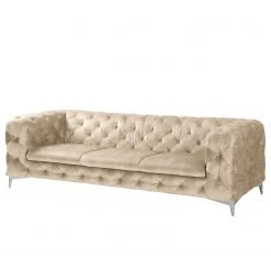 Red Living Sofa Merlin (3-Sitzer) - Samt Tomi: Creme