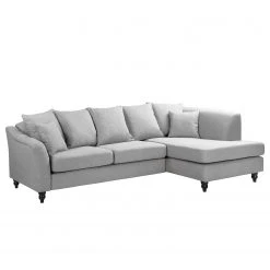 Red Living Ecksofa Lovis - Webstoff Jazy: Hellgrau - Ottomane davorstehend rechts