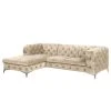 Ecksofa Merlin II - Samt Tomi: Creme - Longchair davorstehend links