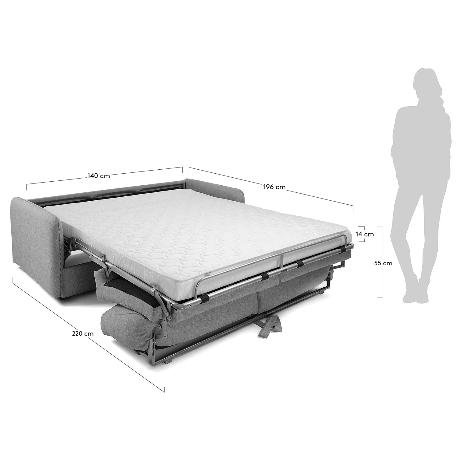 Loftscape Schlafsofa Jobo - Chenille - Chenille Chaja: Hellgrau - Breite: 182 cm 7 Loftscape Schlafsofa Jobo - Chenille - Chenille Chaja: Hellgrau - Breite: 182 cm – Bild 7