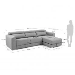 Loftscape Ecksofa Karrum - Chenille - Chenille Chaja: Hellgrau - Ottomane davorstehend rechts -Wohnzimmermöbel boutique en ligne 1000300363 211229 15021500643 SKETCH DETAILS P000000001000300363 sketch