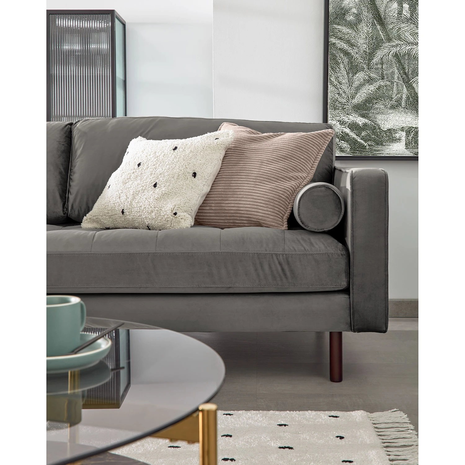 Loftscape Sofa Lazac (2-Sitzer) - Samt Juin: Grau 2 Loftscape Sofa Lazac (2-Sitzer) - Samt Juin: Grau – Bild 2