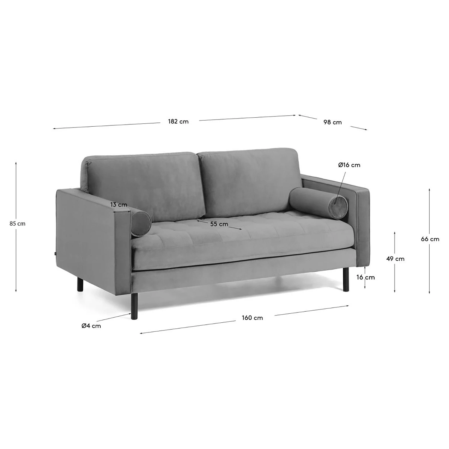 Loftscape Sofa Lazac (2-Sitzer) - Samt Juin: Grau 11 Loftscape Sofa Lazac (2-Sitzer) - Samt Juin: Grau – Bild 11