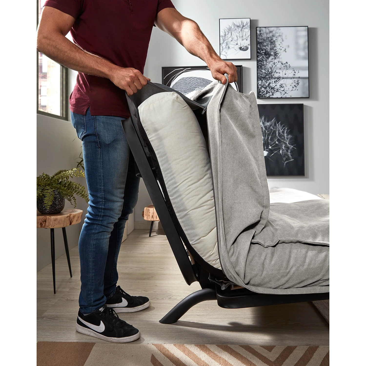 Loftscape Schlafsofa Molt - Leinen - Leinen Blina: Hellgrau 4 Loftscape Schlafsofa Molt - Leinen - Leinen Blina: Hellgrau – Bild 4