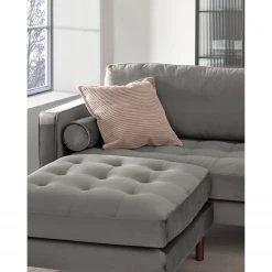 Loftscape Ecksofa Monza - Samt - Samt Juin: Grau - Breite: 222 cm - Longchair davorstehend links -Wohnzimmermöbel boutique en ligne 1000300412 211229 15030700780 MOOD DETAILS P000000001000300412 mood