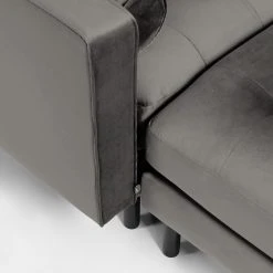 Loftscape Ecksofa Monza - Samt - Samt Juin: Grau - Breite: 222 cm - Longchair davorstehend links -Wohnzimmermöbel boutique en ligne 1000300412 211229 15030700814 DETAILS P000000001000300412