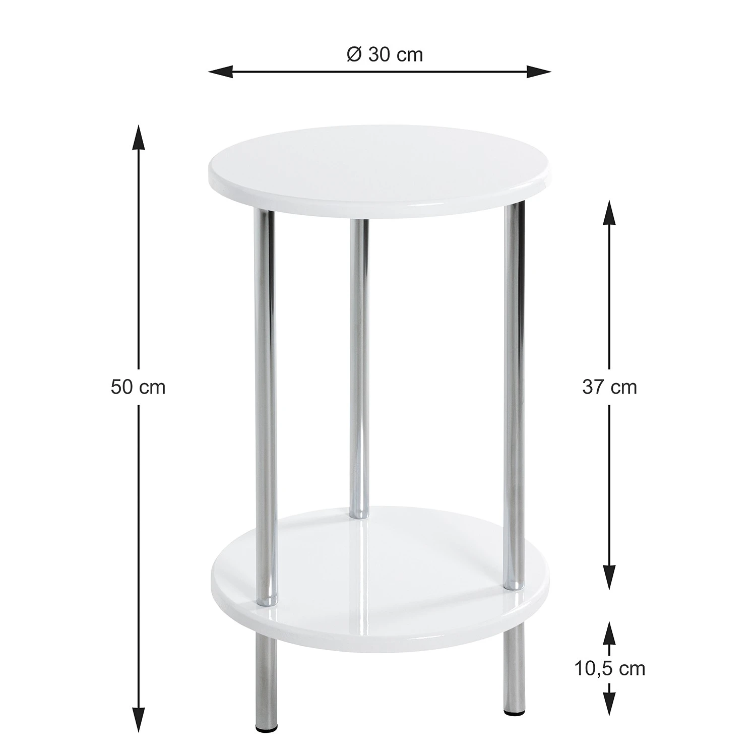 Loftscape Beistelltisch Modane - Metall - Hochglanz Weiß / Chrom 2 Loftscape Beistelltisch Modane - Metall - Hochglanz Weiß / Chrom – Bild 2
