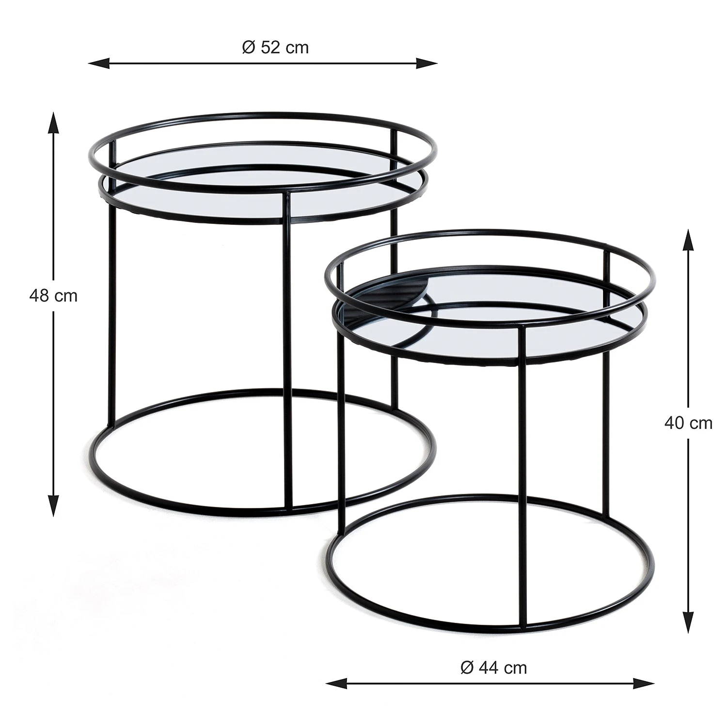 Loftscape Beistelltisch Hamlin (2er-Set) - Glas / Metall - Schwarz 3 Loftscape Beistelltisch Hamlin (2er-Set) - Glas / Metall - Schwarz – Bild 3