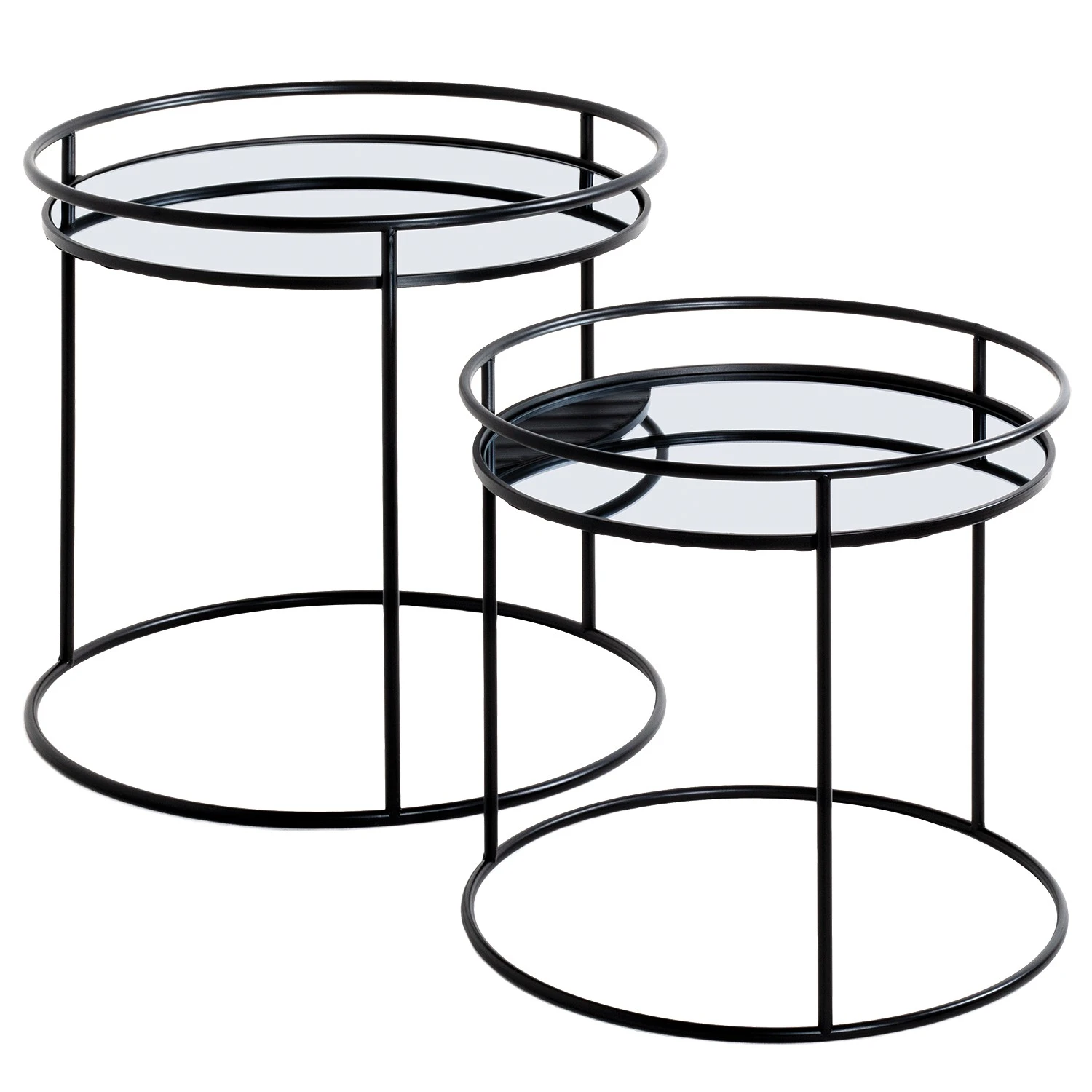 Loftscape Beistelltisch Hamlin (2er-Set) - Glas / Metall - Schwarz 1 Loftscape Beistelltisch Hamlin (2er-Set) - Glas / Metall - Schwarz