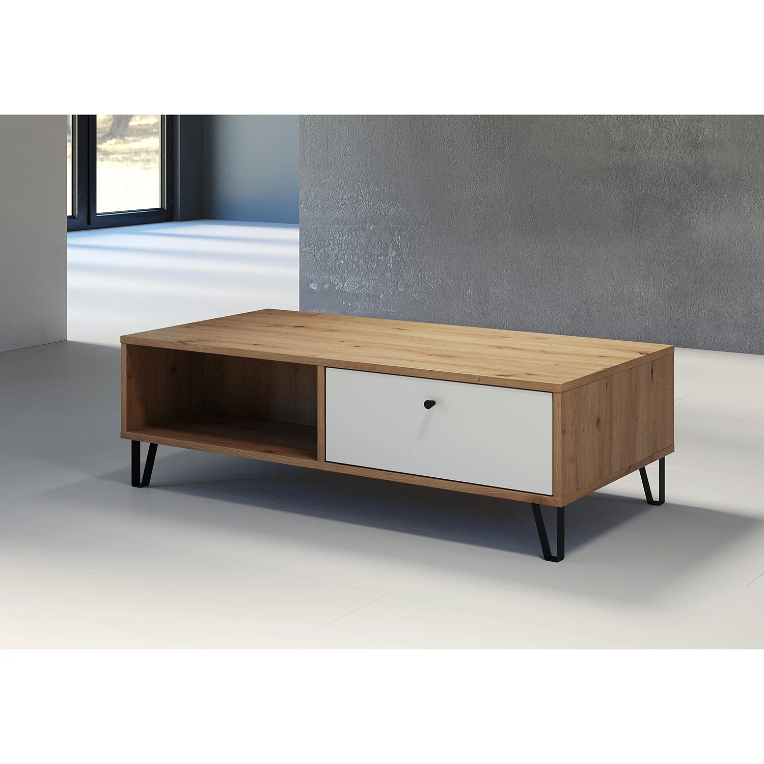 Trendteam Couchtisch Touch I - Eiche Artisan Dekor / Weiß 3 Trendteam Couchtisch Touch I - Eiche Artisan Dekor / Weiß – Bild 3