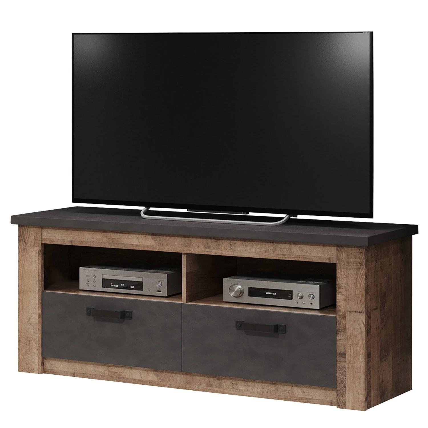 Trendteam Wohnwand Georgia (4-teilig) - Dunkelgrau / Eiche Rustikal Dekor 4 Trendteam Wohnwand Georgia (4-teilig) - Dunkelgrau / Eiche Rustikal Dekor – Bild 4