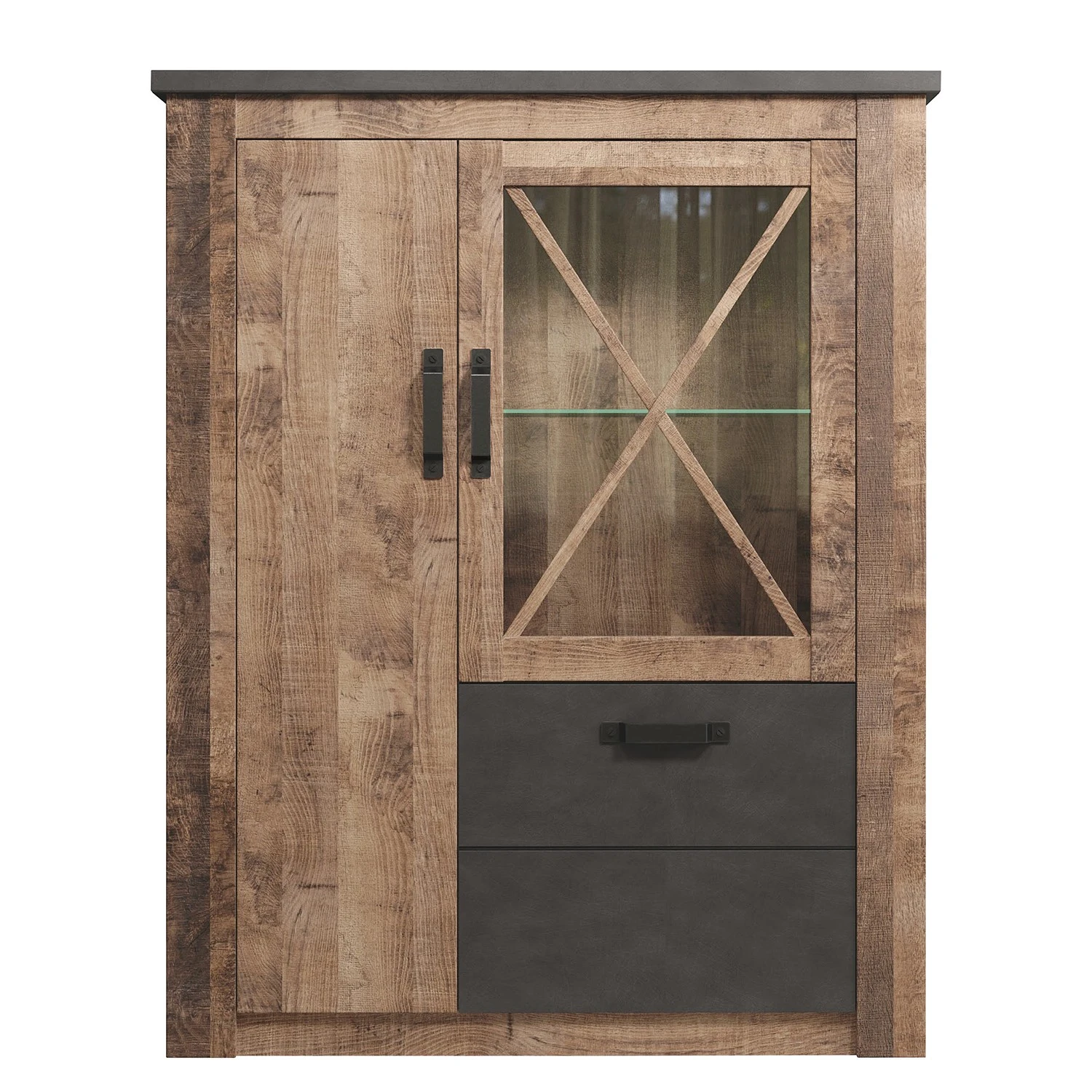 Trendteam Wohnwand Georgia (4-teilig) - Dunkelgrau / Eiche Rustikal Dekor 11 Trendteam Wohnwand Georgia (4-teilig) - Dunkelgrau / Eiche Rustikal Dekor – Bild 11