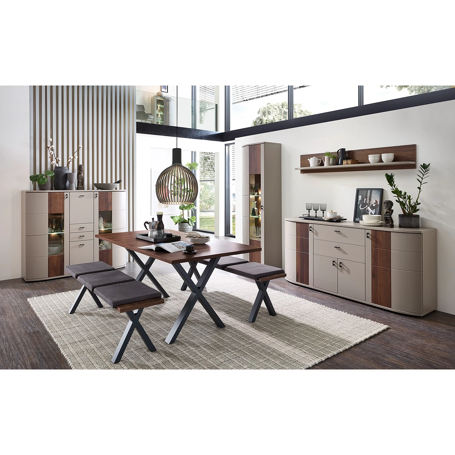 Loftscape Standvitrine Saida - Inkl. Beleuchtung - Kaschmir / Nussbaum Dekor 2 Loftscape Standvitrine Saida - Inkl. Beleuchtung - Kaschmir / Nussbaum Dekor – Bild 2