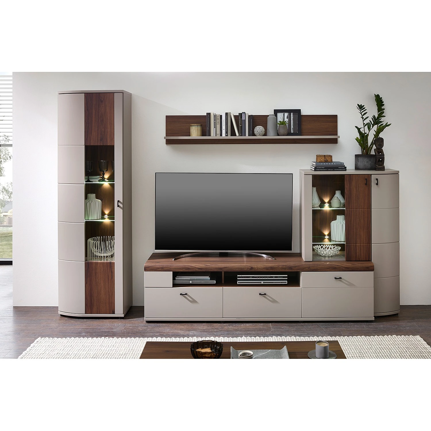 Loftscape Standvitrine Saida - Inkl. Beleuchtung - Kaschmir / Nussbaum Dekor 3 Loftscape Standvitrine Saida - Inkl. Beleuchtung - Kaschmir / Nussbaum Dekor – Bild 3