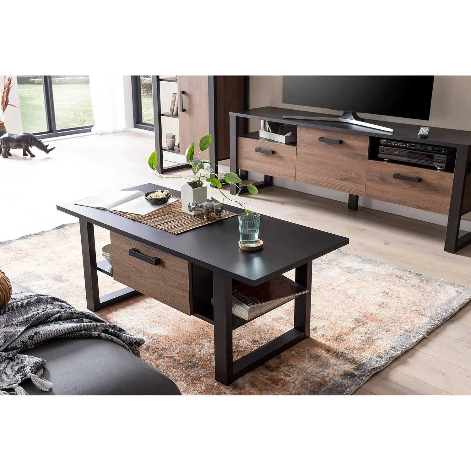 Red Living Couchtisch Norddal - Nussbaum Dekor / Schwarz 2 Red Living Couchtisch Norddal - Nussbaum Dekor / Schwarz – Bild 2