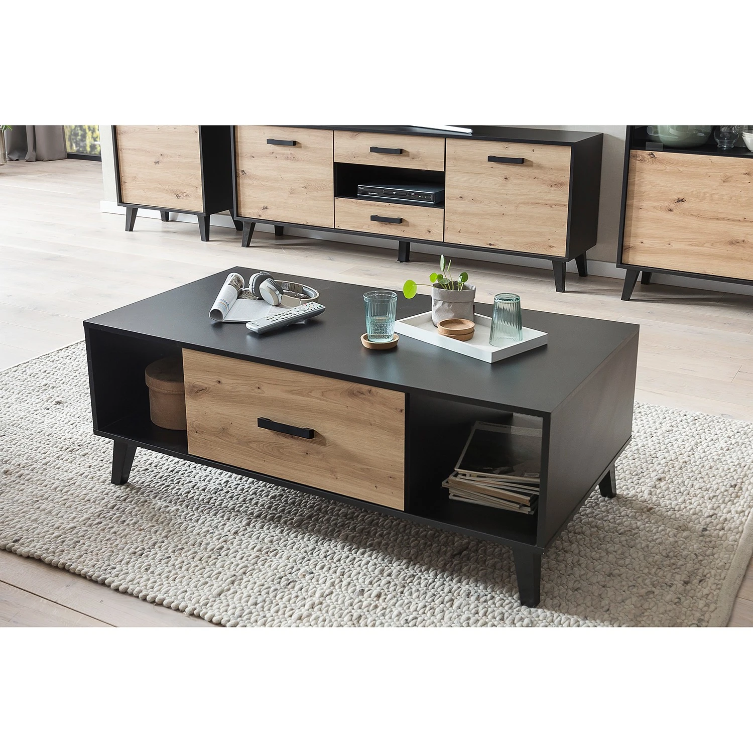 Norrwood Couchtisch Argenteuil - Eiche Artisan Dekor / Schwarz 2 Norrwood Couchtisch Argenteuil - Eiche Artisan Dekor / Schwarz – Bild 2