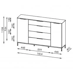 Maja Möbel Sideboard Trend Wood I - Asteiche Dekor / Schwarz 12 Maja Möbel Sideboard Trend Wood I - Asteiche Dekor / Schwarz -Wohnzimmermöbel boutique en ligne 1000306527 211102 130342000519 SKETCH DETAILS P000000001000306527 sketch
