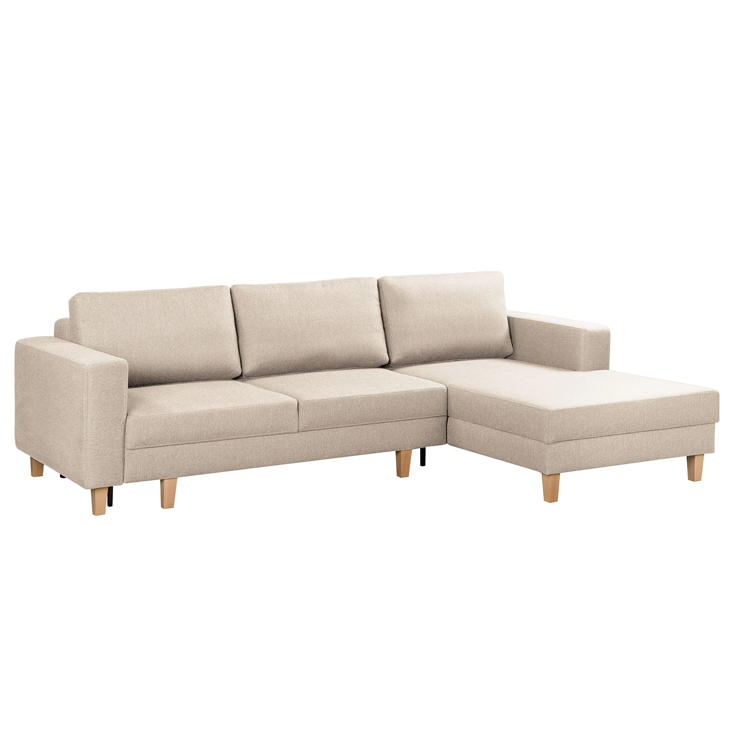 Ecksofa MAISON mit Schlaffunktion - Webstoff Inas: Cappuccino - Longchair davorstehend rechts 1 Ecksofa MAISON mit Schlaffunktion - Webstoff Inas: Cappuccino - Longchair davorstehend rechts