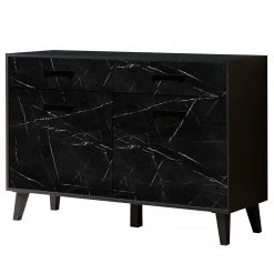Jack & Alice Sideboard Fintel II - Marmor Schwarz Dekor / Schwarz