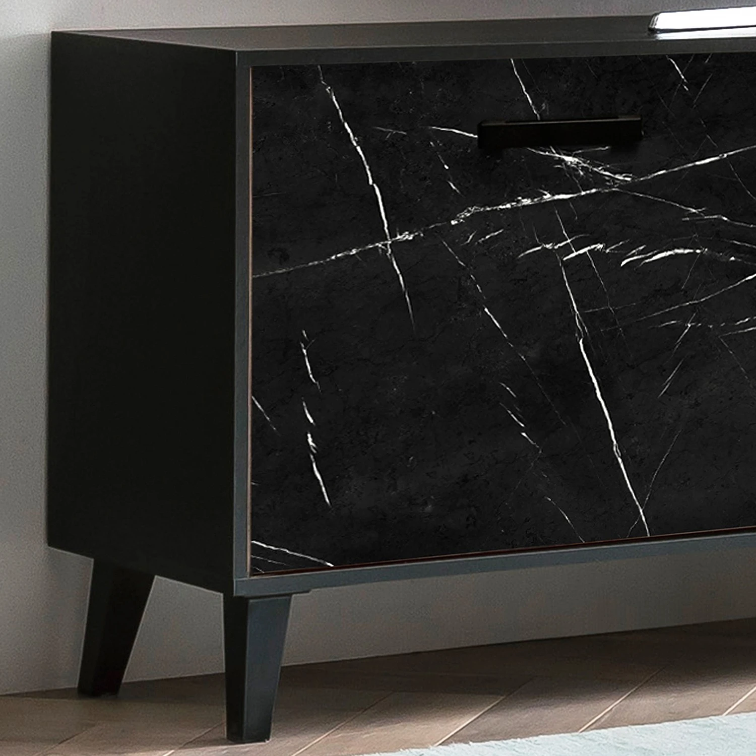 Jack & Alice TV-Lowboard Fintel I - Marmor Schwarz Dekor / Schwarz 6 Jack & Alice TV-Lowboard Fintel I - Marmor Schwarz Dekor / Schwarz – Bild 6