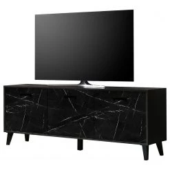 Jack & Alice TV-Lowboard Fintel I - Marmor Schwarz Dekor / Schwarz