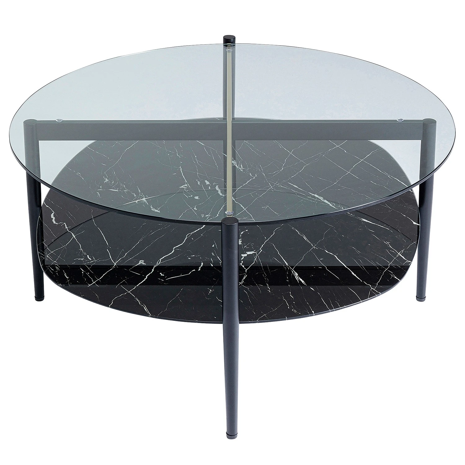 Kare Design Couchtisch Nellie - Glas / Metall - Marmor Schwarz Dekor / Schwarz 4 Kare Design Couchtisch Nellie - Glas / Metall - Marmor Schwarz Dekor / Schwarz – Bild 4