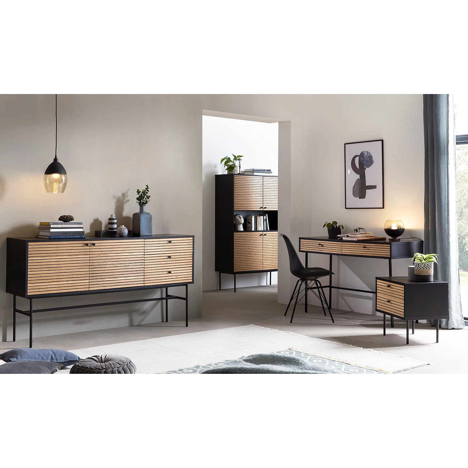 Red Living Kommode Uckerby II - Echtholzfurnier - Eiche / Schwarz 3 Red Living Kommode Uckerby II - Echtholzfurnier - Eiche / Schwarz – Bild 3