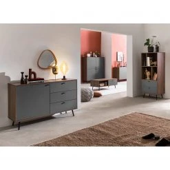 Loftscape Regal Sirkka I - Grau / Walnuss Dekor -Wohnzimmermöbel boutique en ligne 1000310535 211125 111835000110 MOOD DETAILS P000000001000310535 mood