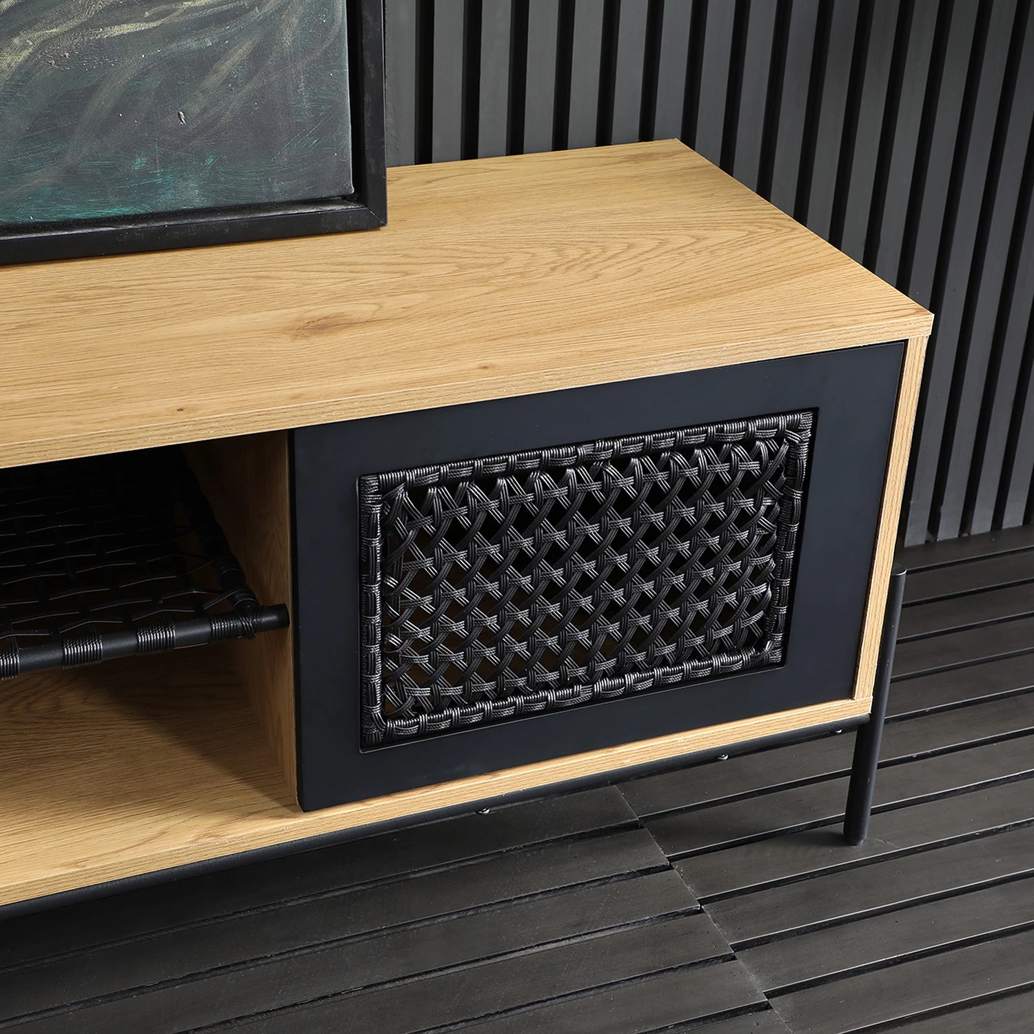 Red Living TV-Lowboard Padbury - Schwarz / Eiche Dekor 3 Red Living TV-Lowboard Padbury - Schwarz / Eiche Dekor – Bild 3