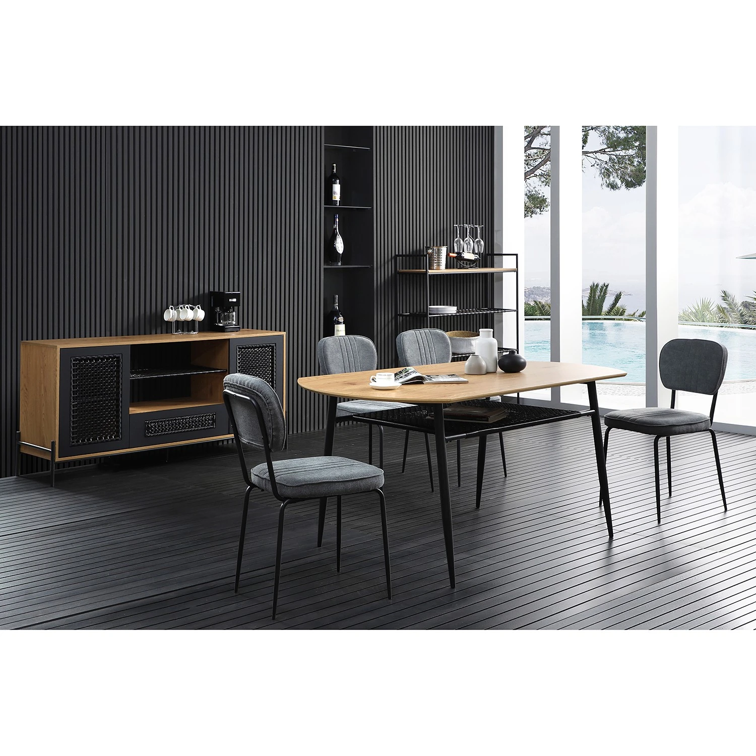 Red Living Regal Padbury - Schwarz / Eiche Dekor 4 Red Living Regal Padbury - Schwarz / Eiche Dekor – Bild 4