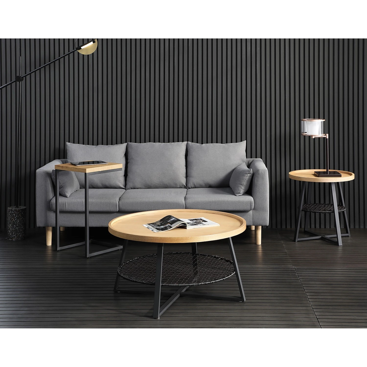 Red Living Couchtisch Padbury II - Eiche Dekor / Schwarz 2 Red Living Couchtisch Padbury II - Eiche Dekor / Schwarz – Bild 2