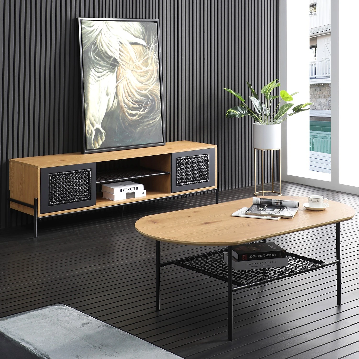 Red Living Couchtisch Padbury I - Eiche Dekor / Schwarz 2 Red Living Couchtisch Padbury I - Eiche Dekor / Schwarz – Bild 2