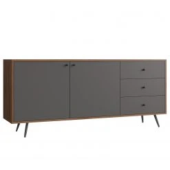 Loftscape Sideboard Sirkka - Grau / Walnuss Dekor