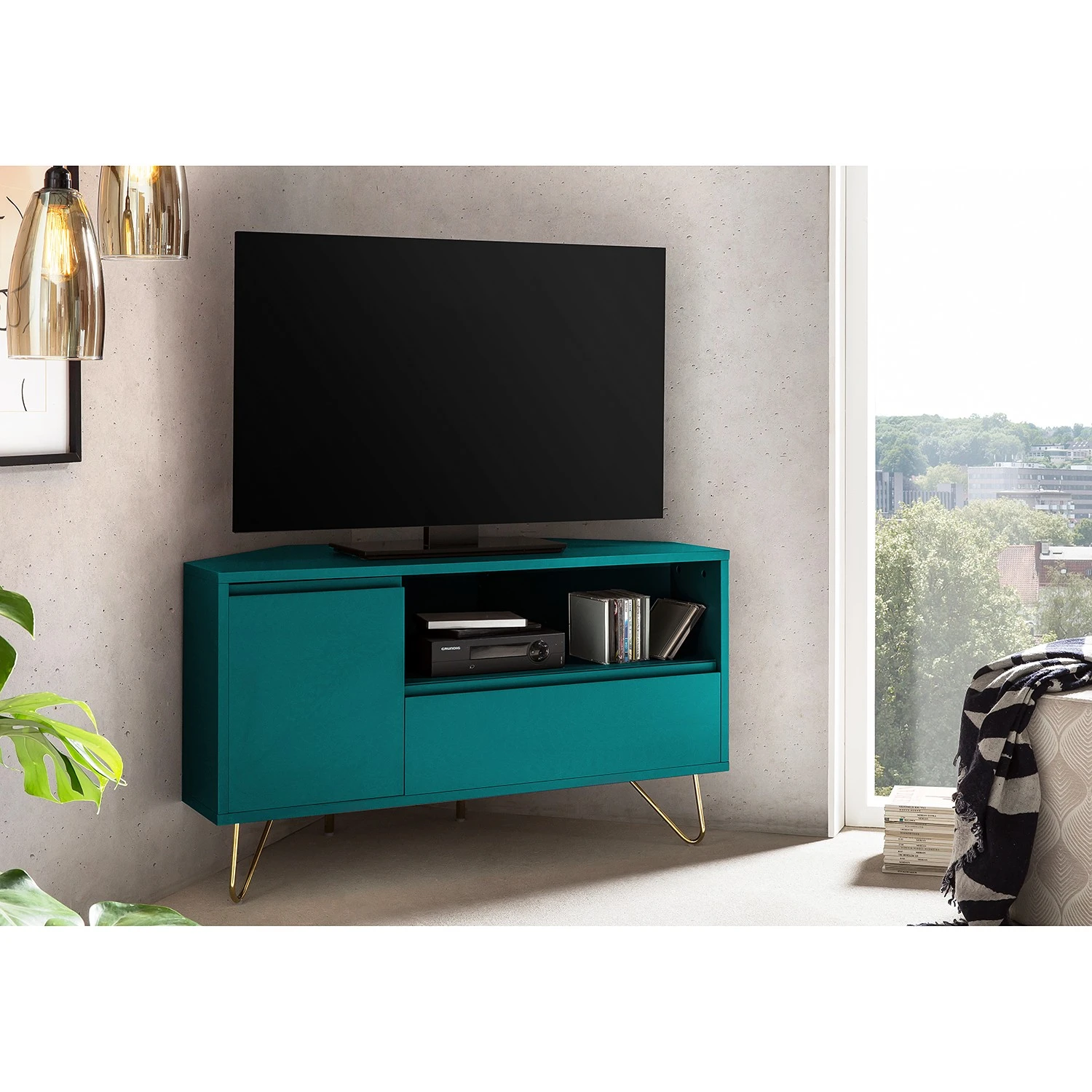 Loftscape Eck-Lowboard Rodi - Petrol 2 Loftscape Eck-Lowboard Rodi - Petrol – Bild 2