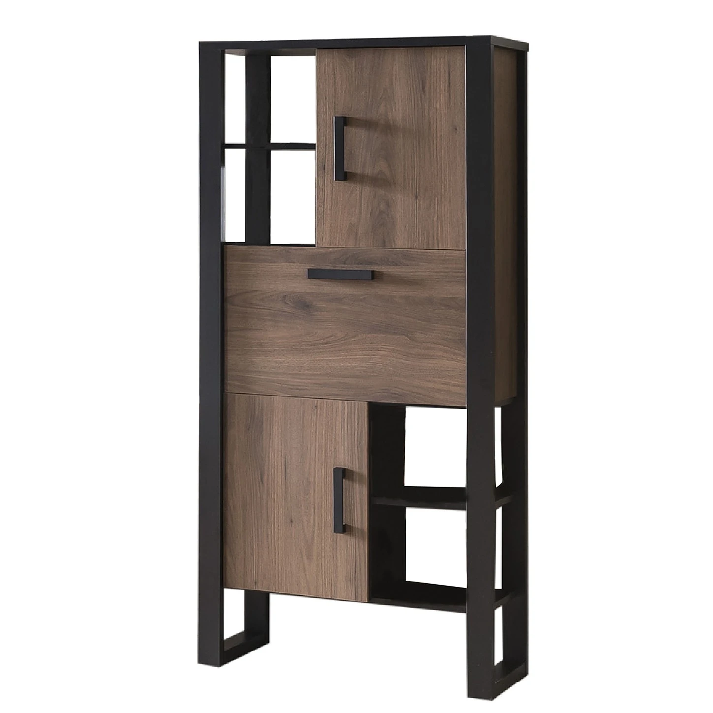 Red Living Wohnwand Norddal I (4-teilig) - Nussbaum Dekor / Schwarz 12 Red Living Wohnwand Norddal I (4-teilig) - Nussbaum Dekor / Schwarz – Bild 12