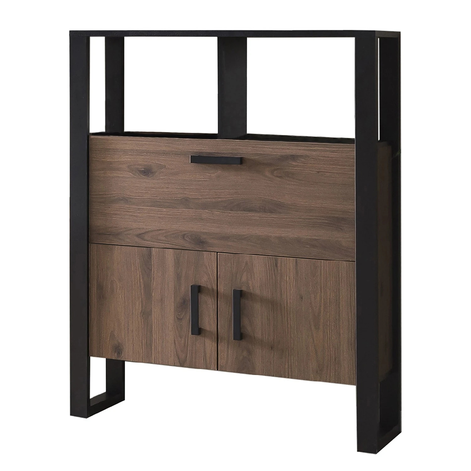 Red Living Wohnwand Norddal II (4-teilig) - Nussbaum Dekor / Schwarz 7 Red Living Wohnwand Norddal II (4-teilig) - Nussbaum Dekor / Schwarz – Bild 7