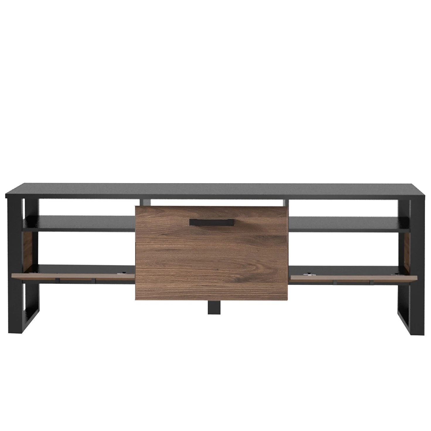 Red Living Wohnwand Norddal II (4-teilig) - Nussbaum Dekor / Schwarz 10 Red Living Wohnwand Norddal II (4-teilig) - Nussbaum Dekor / Schwarz – Bild 10