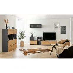 Now! by hülsta Wohnwand now to go colour III (8-teilig) - Hochglanz Diamantgrau / Natureiche 19 Now! by hülsta Wohnwand now to go colour III (8-teilig) - Hochglanz Diamantgrau / Natureiche -Wohnzimmermöbel boutique en ligne 1000311284 211201 14490200416 MOOD DETAILS P000000001000311284 mood