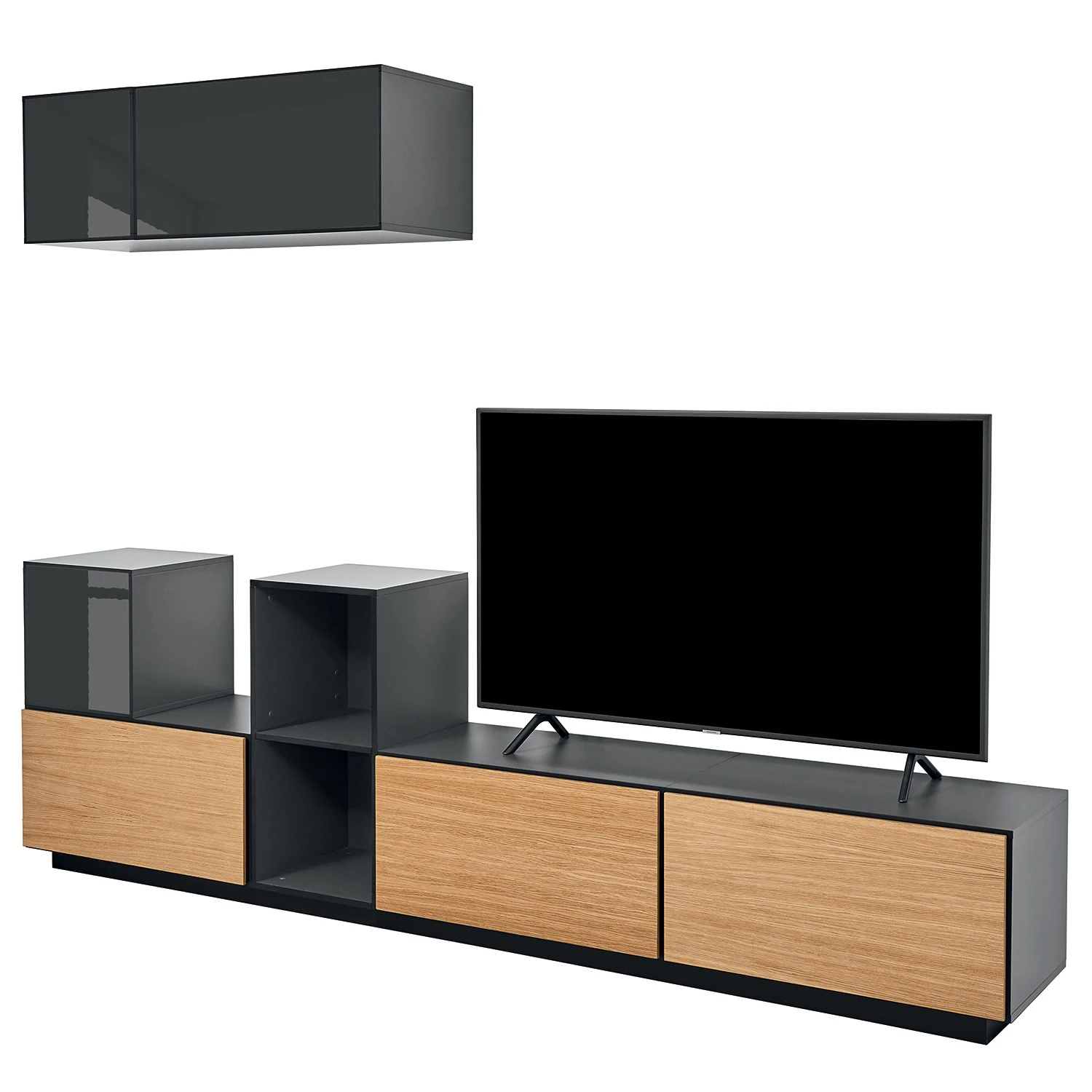 Now! by hülsta Wohnwand now to go colour III (8-teilig) - Hochglanz Diamantgrau / Natureiche 5 Now! by hülsta Wohnwand now to go colour III (8-teilig) - Hochglanz Diamantgrau / Natureiche – Bild 5