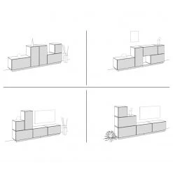 Now! by hülsta Wohnwand now to go colour II (5-teilig) - Hochglanz Rubinrot / Diamantgrau -Wohnzimmermöbel boutique en ligne 1000311312 211201 144910001114 SKETCH DETAILS P000000001000311312 sketch