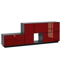 Now! by hülsta Wohnwand now to go colour II (5-teilig) - Hochglanz Rubinrot / Diamantgrau -Wohnzimmermöbel boutique en ligne 1000311312 211201 14491000644 DETAILS P000000001000311312