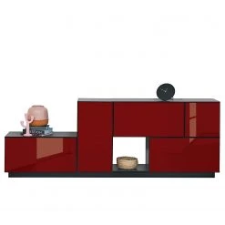 Now! by hülsta Wohnwand now to go colour II (5-teilig) - Hochglanz Rubinrot / Diamantgrau -Wohnzimmermöbel boutique en ligne 1000311312 211201 14491000648 DETAILS P000000001000311312