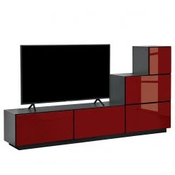 Now! by hülsta Wohnwand now to go colour II (5-teilig) - Hochglanz Rubinrot / Diamantgrau -Wohnzimmermöbel boutique en ligne 1000311312 220104 14270500066 DETAILS P000000001000311312