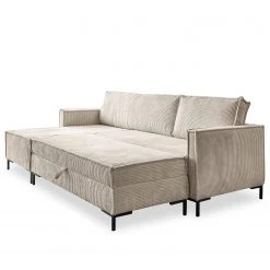 Loftscape Ecksofa Maura - Cordstoff Poppy: Beige - Mit Hocker