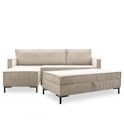 Loftscape Ecksofa Maura - Cordstoff Poppy: Beige - Mit Hocker -Wohnzimmermöbel boutique en ligne 1000311495 211202 06563700071 DETAILS P000000001000311495