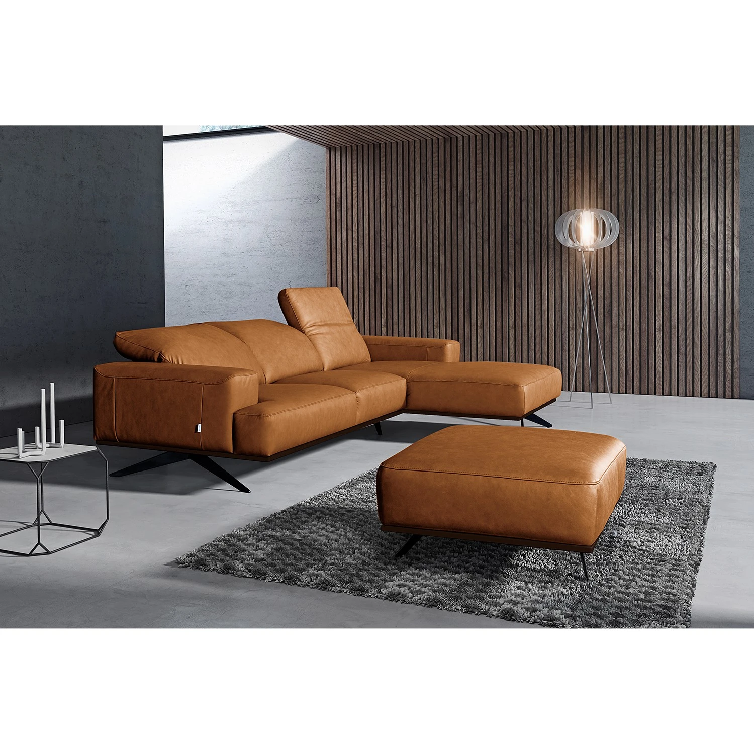 Loftscape Polsterhocker Iglesia I - Echtleder - Echtleder Nadra: Cognac - Schwarz - Buche Dunkel 2 Loftscape Polsterhocker Iglesia I - Echtleder - Echtleder Nadra: Cognac - Schwarz - Buche Dunkel – Bild 2